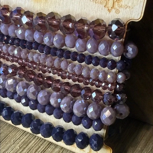 Pink Panache Purple Beaded Stack Bracelet Set - Picture 2 of 6